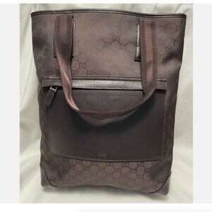 Gucci GG Canvas Tote Bag Brown Double Handle 180450 New